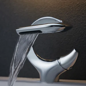 New Design Basin Faucet Brass Bathroom Basin Waterfall Hot and Cold Water Mixer Tap Single Handle Crane Chrome Black Mixer Tap