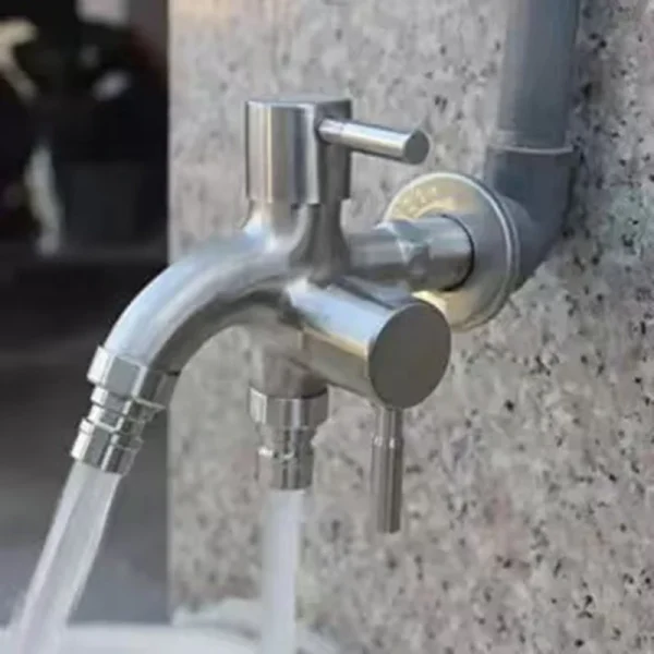 1pc 304 Stainless Steel Multi Functional Washing Machine, Double Outlet Faucet