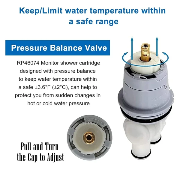 RP46074 Shower Replacement for 13/14 Series Single Handle Bath Tub Shower Faucet with RP22734 Bonnet Nut - Image 5