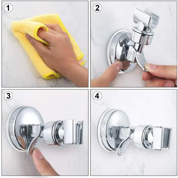 1-4Pcs Suction Cup Shower Head Support No Drill Waterproof Reusable Super Load-bearing Shower Holder Universal Shower Holder - Image 6