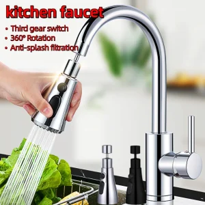 Universal 360° Rotate 3 In1 Kitchen Faucet Sink Mixer Tap Anti Splash Filter Kitchen Washbasin Faucet Adjustable Water Tap