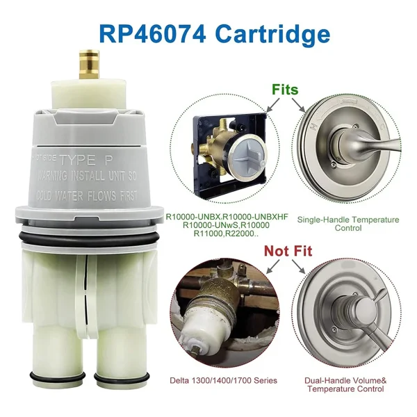RP46074 Shower Replacement for 13/14 Series Single Handle Bath Tub Shower Faucet with RP22734 Bonnet Nut - Image 6