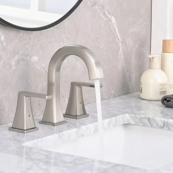 Bathroom Faucets for Sink 3 Hole, 2 Handle Widespread Bathroom Sink Faucet with Pop-Up Drain and Water Supply Lines, Stainless - Image 2
