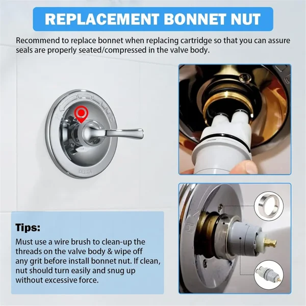 RP46074 Shower Replacement for 13/14 Series Single Handle Bath Tub Shower Faucet with RP22734 Bonnet Nut - Image 4